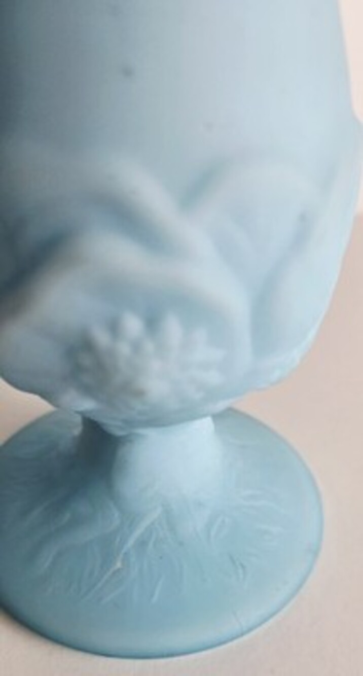 Fenton Blue Satin Swung Bud Vase 10.75" Art Glass Milk Glass - Picture 3 of 7